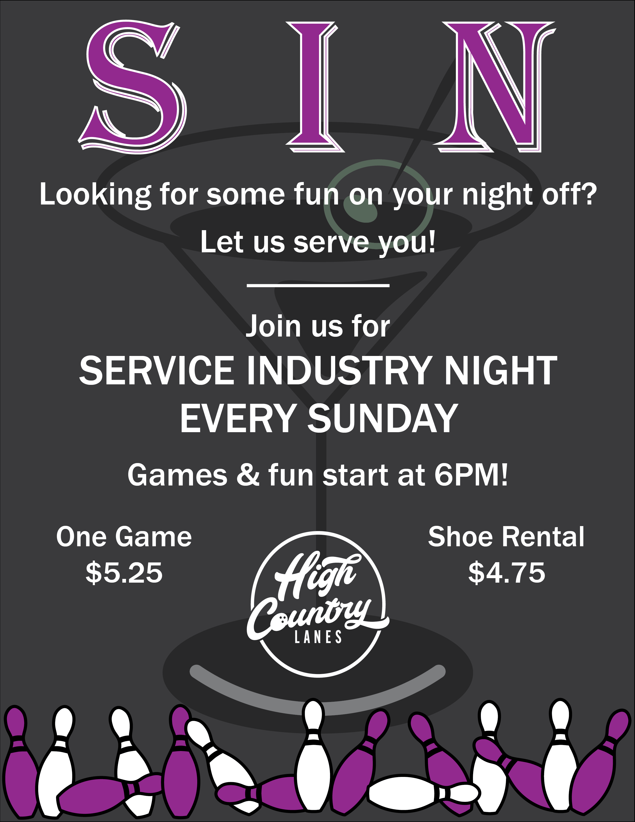 Service Industry Night High Country Lanes   Service Industry Night Flyer 